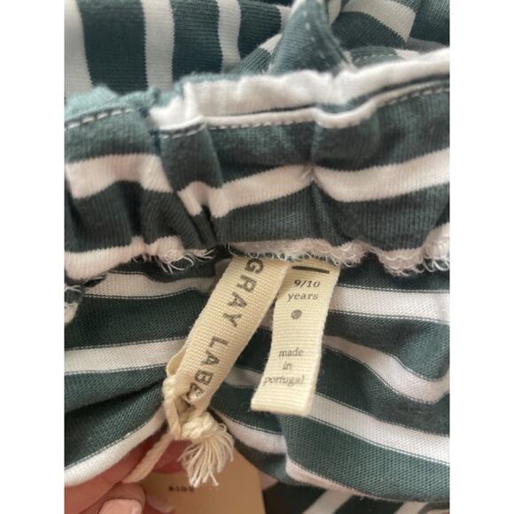 Gray Label Organic Cotton Striped Tatum Romper Overalls Blue Gray NWT Sz 9 10 - Picture 3 of 6